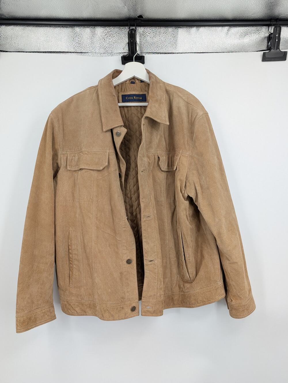 Club Room Tan Suede Leather Trucker Jacket Men's Size XL Country Barn Western
